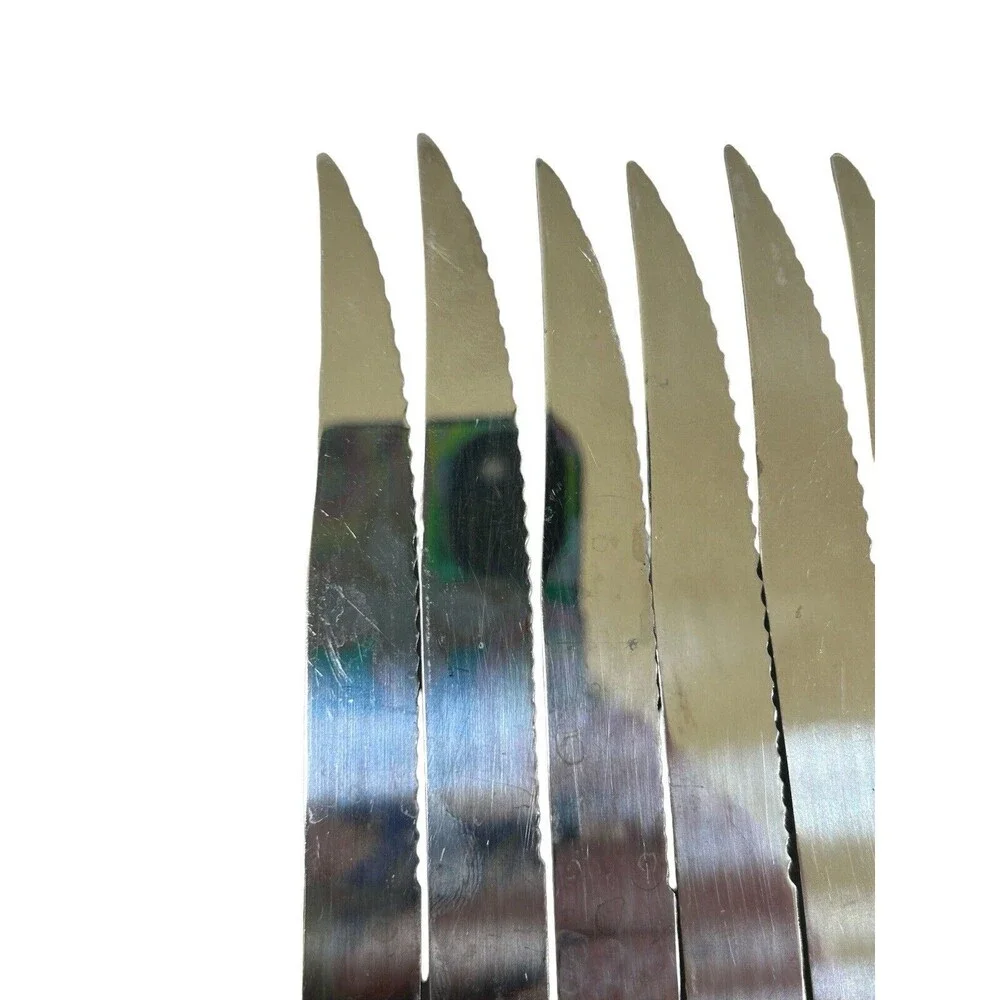 Vintage 1960s Regent Sheffield Stainless Bakelite Steak Knife Set(6) With Block